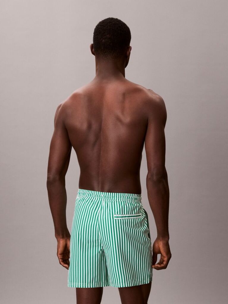 Green Medium Drawstring Swim Shorts - CK Monogram  Men