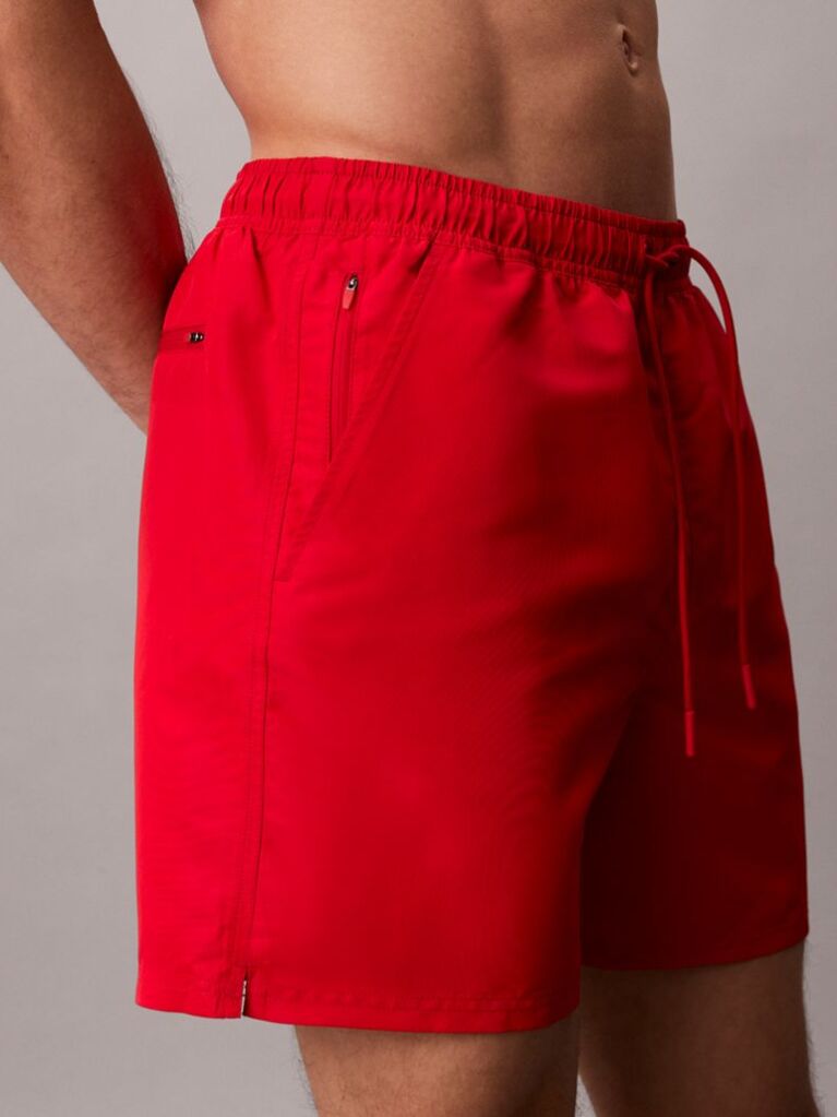 Red Medium Drawstring Swim Shorts - Intense Power  Men
