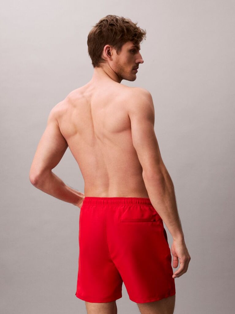 Red Medium Drawstring Swim Shorts - Intense Power  Men