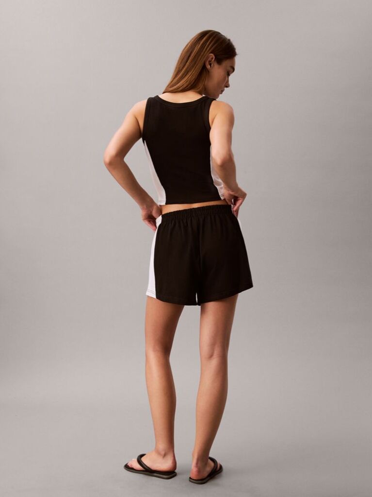Black Cotton Jersey Beach Shorts  Women