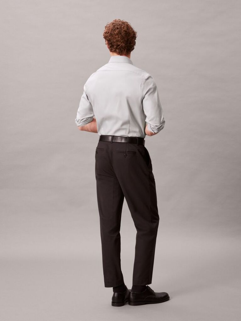 Grey Slim Fit Essential Stretch Poplin Shirt  Men