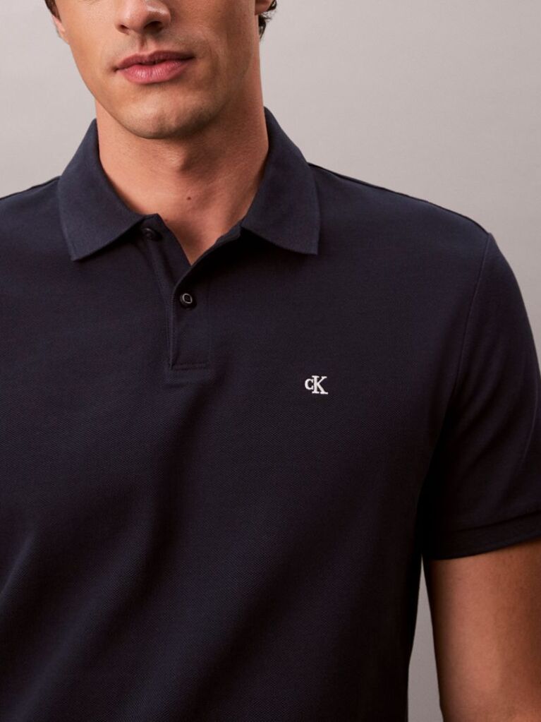 Μπλε Polo T-Shirt Από Βαμβάκι Πικέ  Άνδρας
