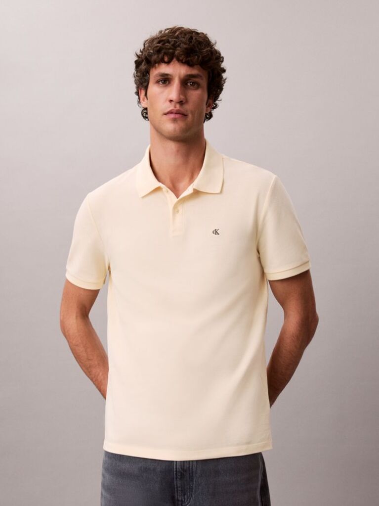 Beige Cotton Piqué Polo Shirt  Men