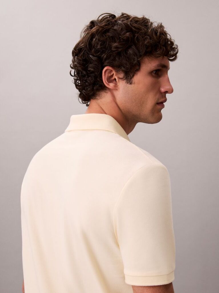 Beige Cotton Piqué Polo Shirt  Men