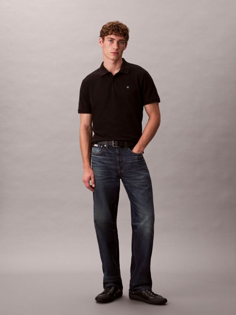 Μαύρο Polo T-Shirt Από Βαμβάκι Πικέ  Άνδρας