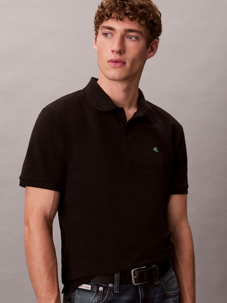 Μαύρο Polo T-Shirt Από Βαμβάκι Πικέ  Άνδρας