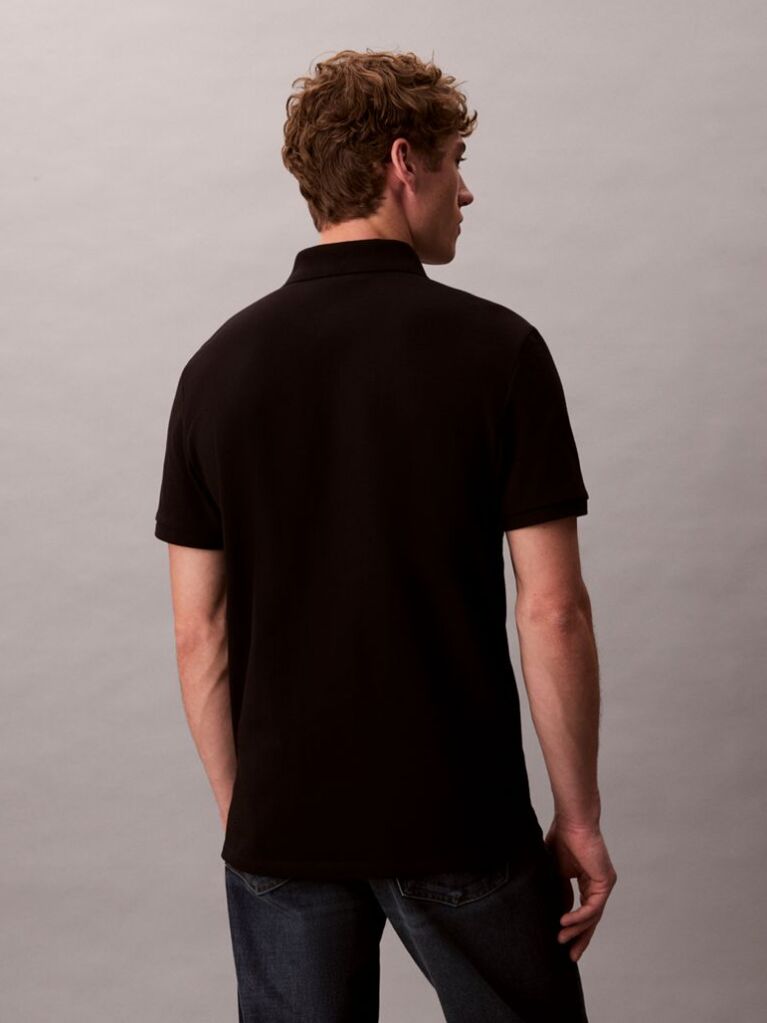 Μαύρο Polo T-Shirt Από Βαμβάκι Πικέ  Άνδρας