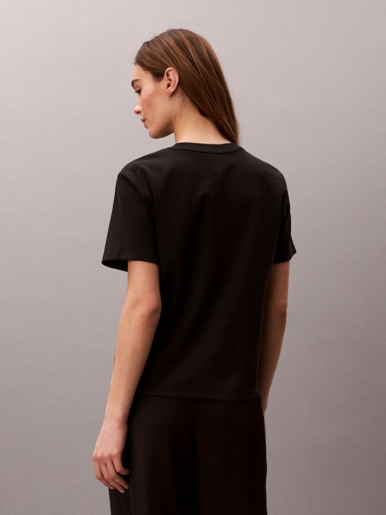 Black Mock Neck Interlock T-Shirt  Women
