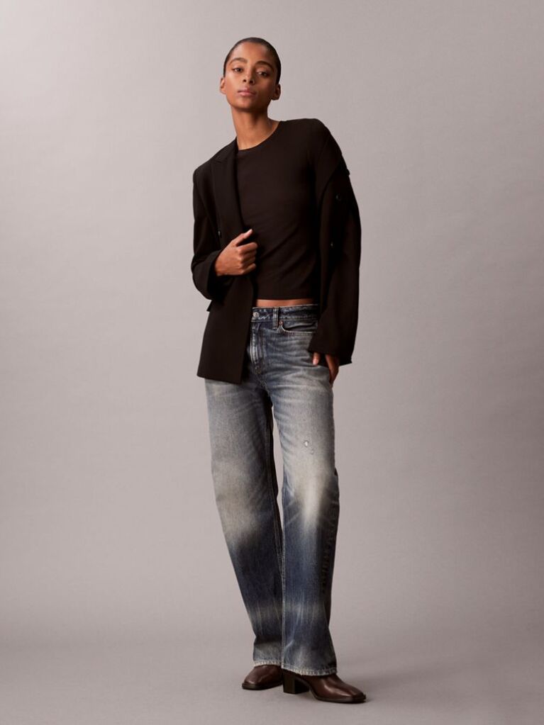 Black Slim Ribbed Modal T-shirt  Women