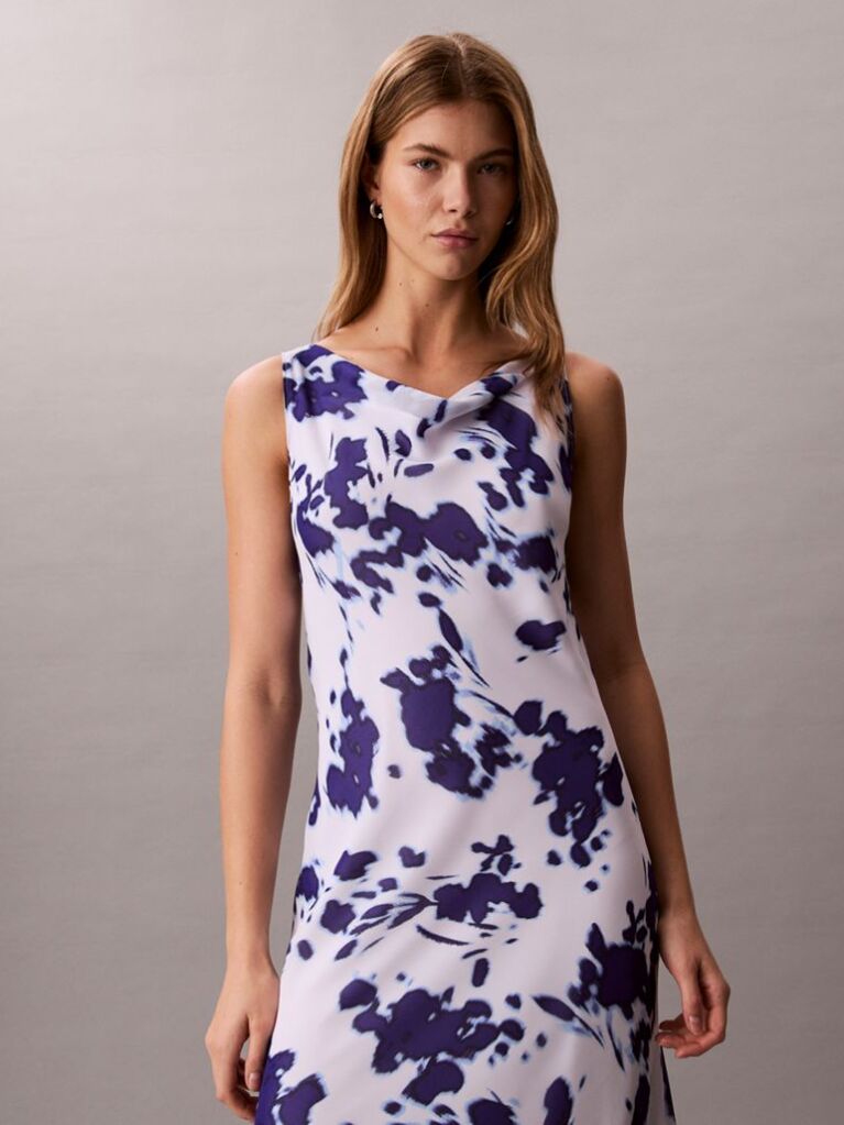 Multi Printed Chiffon Cowl Neck Maxi Dress  Women