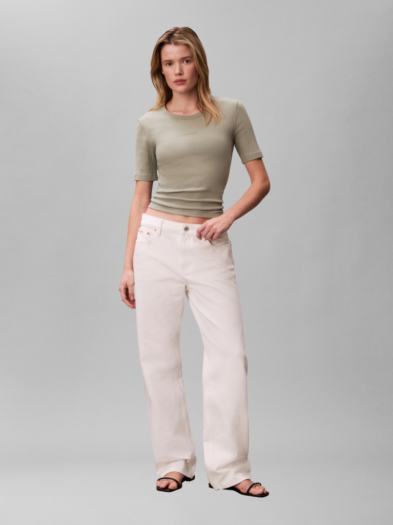 Green Ribbed Half Sleeve T-Shirt  Women