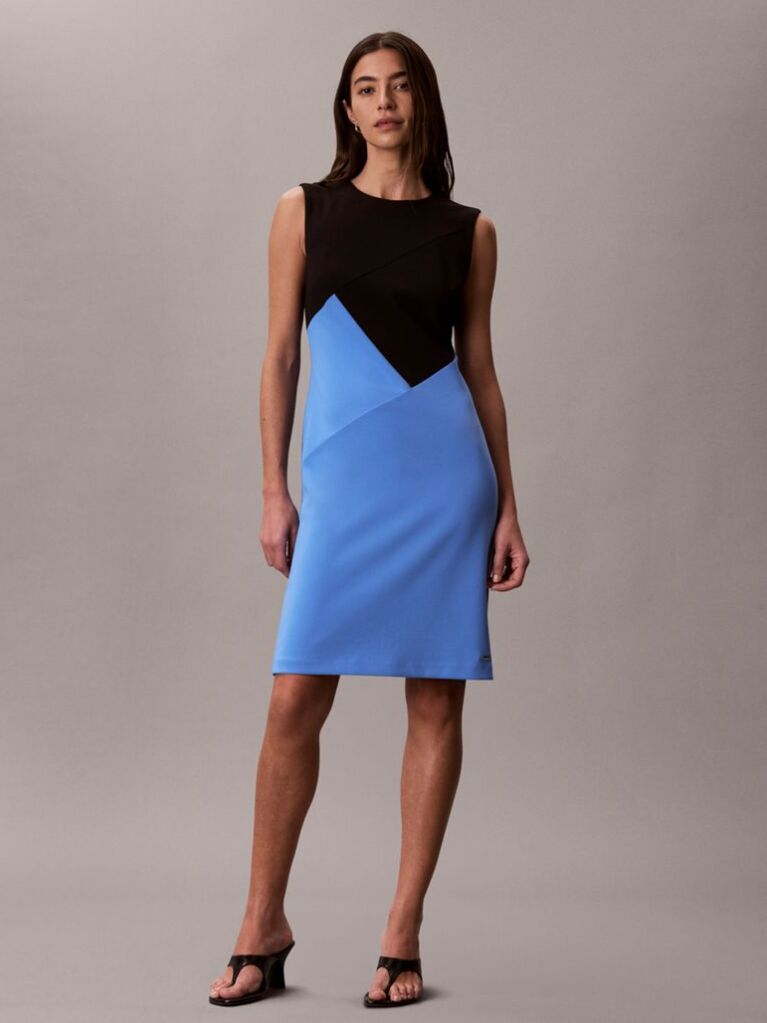 Multi Smooth Crepe Colour Block Dress  Women