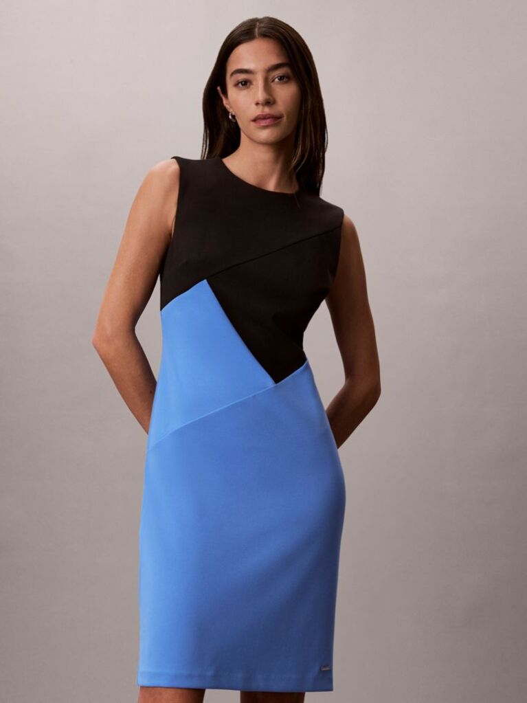Multi Smooth Crepe Colour Block Dress  Women