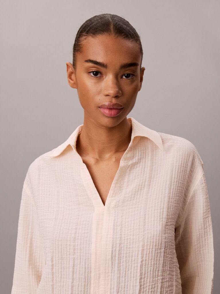 Pink Viscose Blend Sheer Stripe Shirt  Women