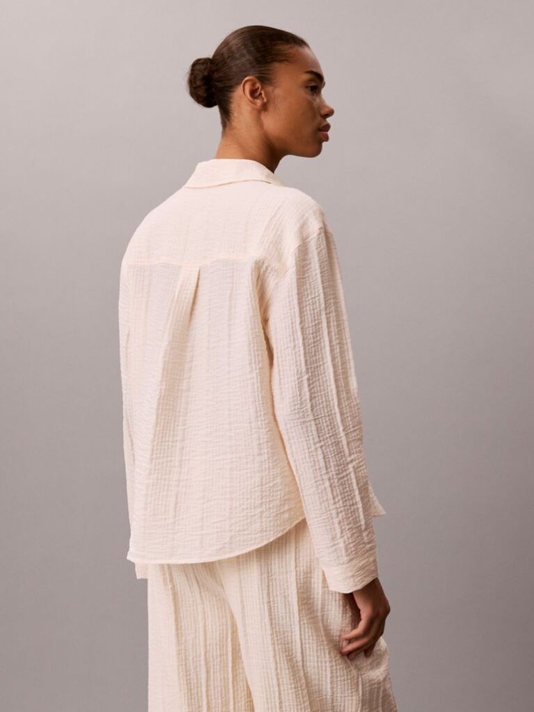 Pink Viscose Blend Sheer Stripe Shirt  Women
