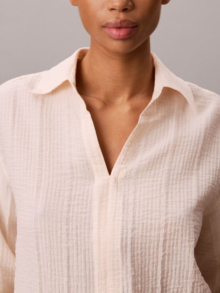 Pink Viscose Blend Sheer Stripe Shirt  Women