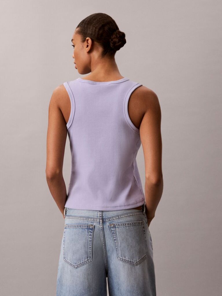 Purple Cotton Stretch Rib Tank Top  Women
