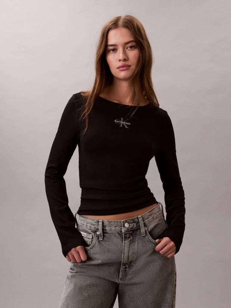 Black Monologo U-Back T-Shirt  Women