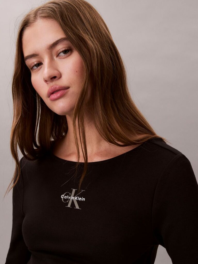 Black Monologo U-Back T-Shirt  Women