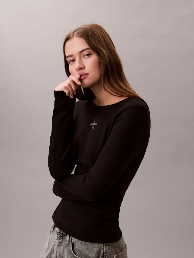 Black Monologo U-Back T-Shirt  Women