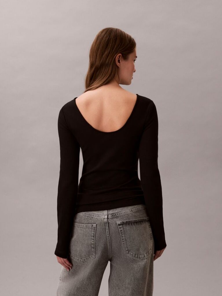 Black Monologo U-Back T-Shirt  Women