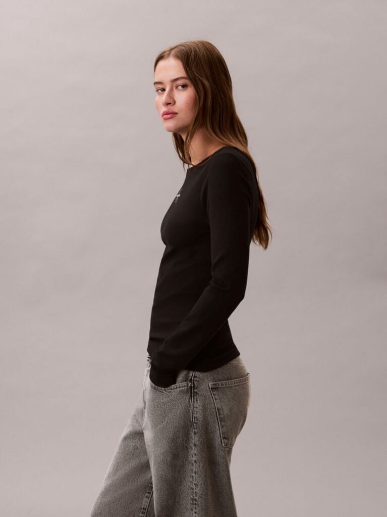 Black Monologo U-Back T-Shirt  Women