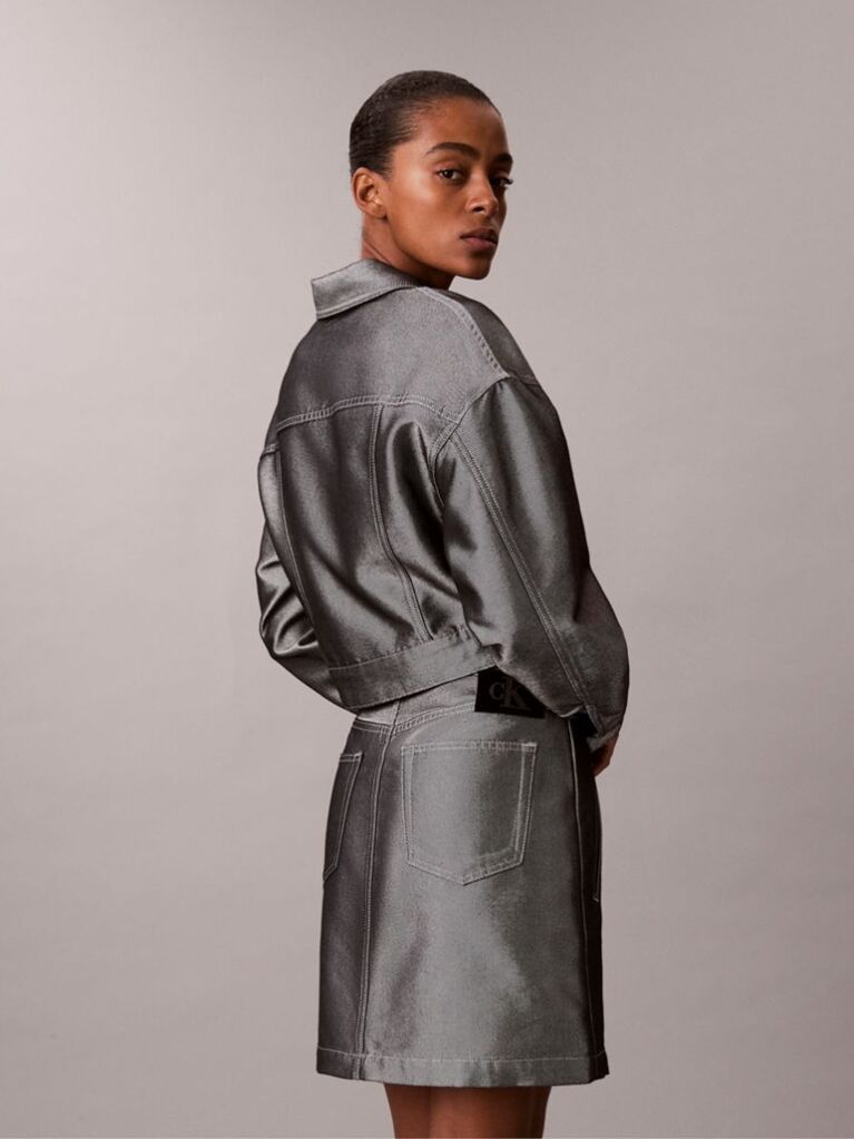 Silver Denim Bomber Jacket  Women