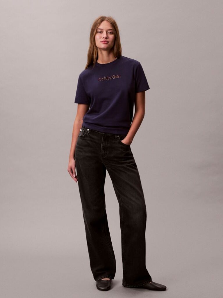 Blue Classic Foil Logo T-Shirt  Women