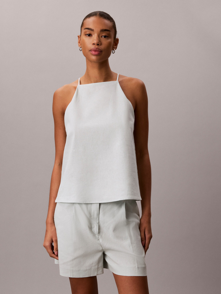 Green Linen Blend Cami Top  Women