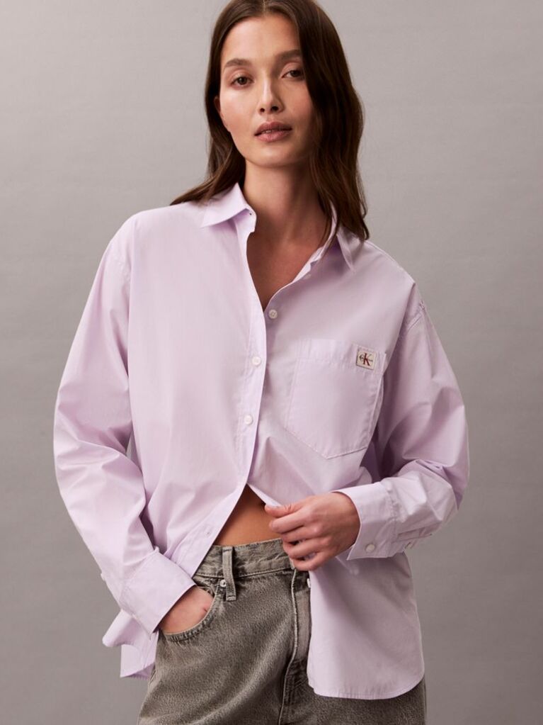 Purple Relaxed Cotton Poplin Shirt  Women