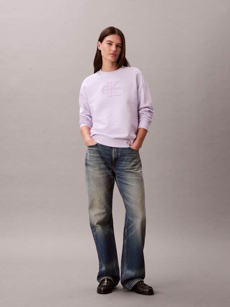 Purple Cotton Terry Monogram Sweatshirt  Women