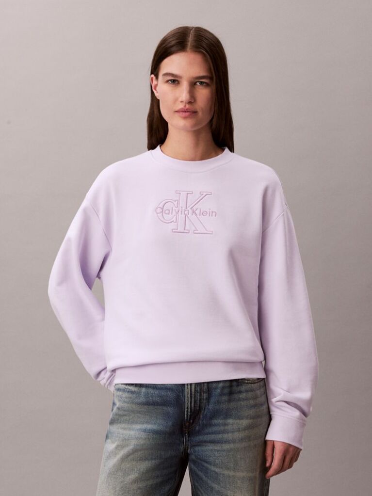Purple Cotton Terry Monogram Sweatshirt  Women