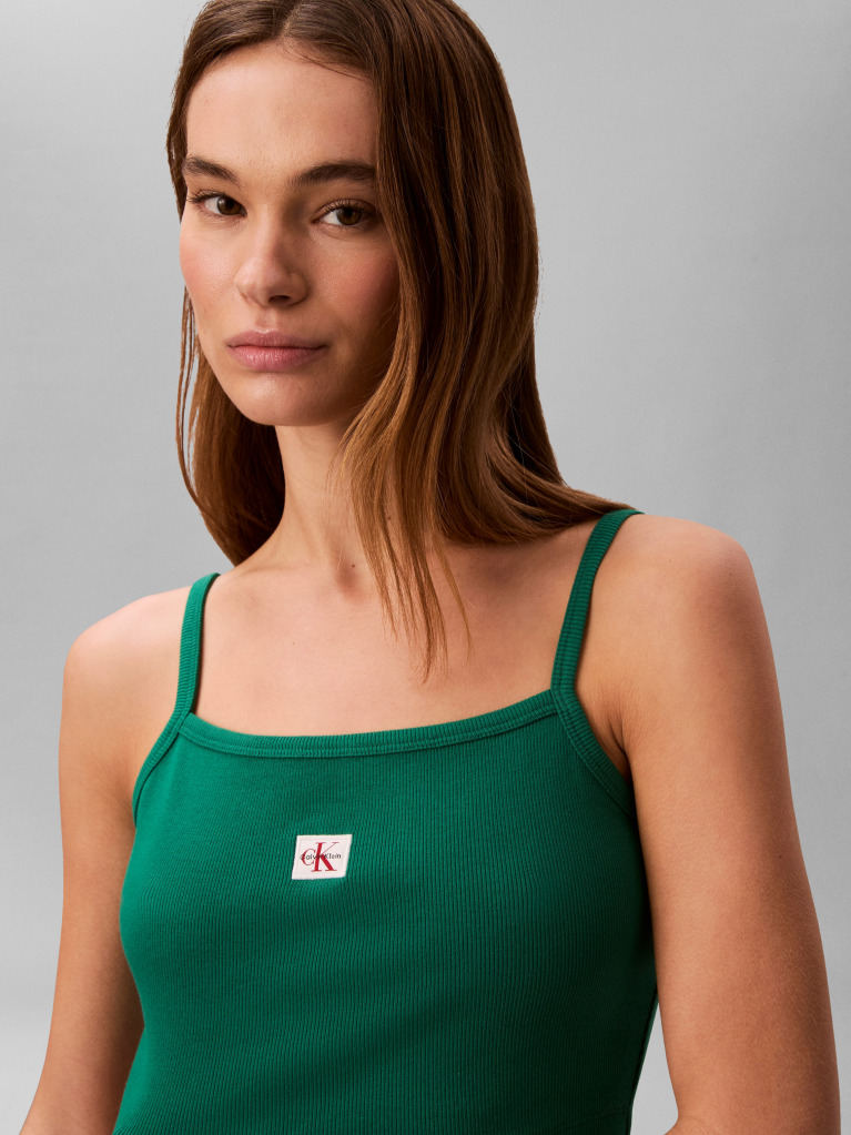 Green Cropped Ribbed Cotton Cami Top  Women