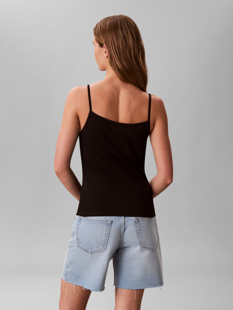 Black Slim Cotton Stretch Strap Cami  Women