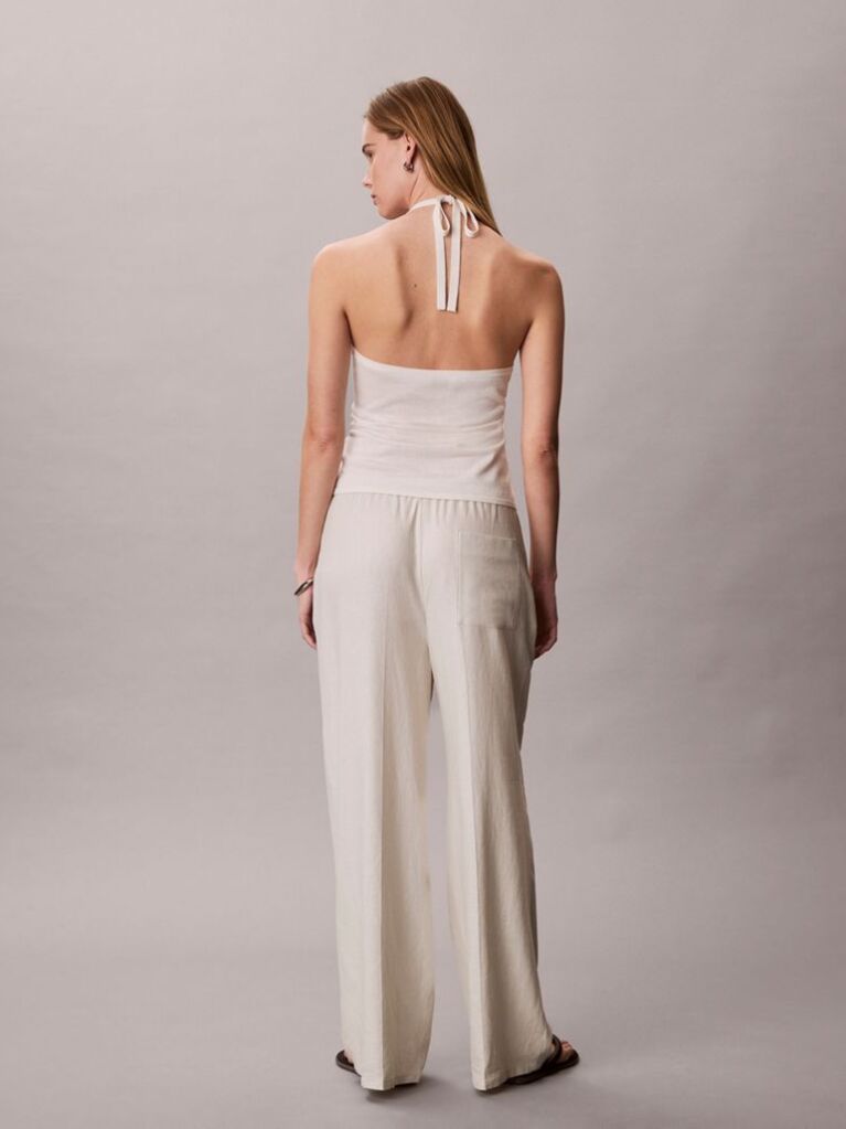 White Linen Blend Halter Top  Women