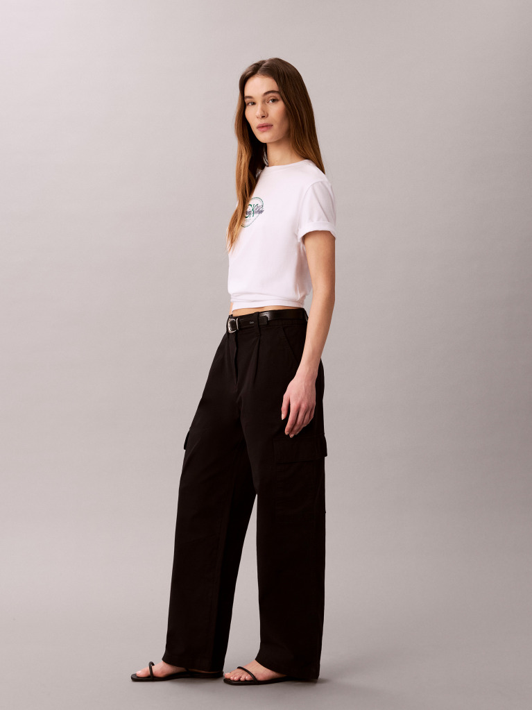 Black Relaxed Cotton Twill Cargo Pants  Women