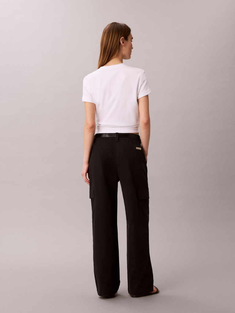 Black Relaxed Cotton Twill Cargo Pants  Women