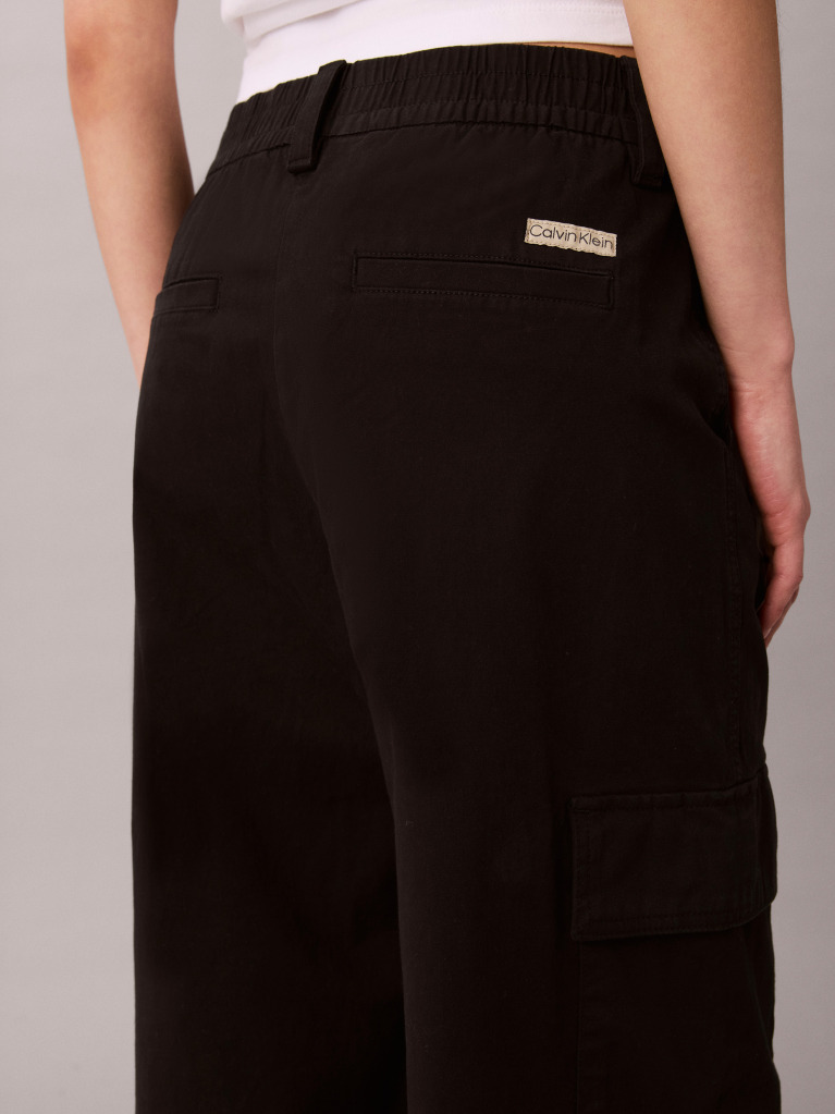 Black Relaxed Cotton Twill Cargo Pants  Women
