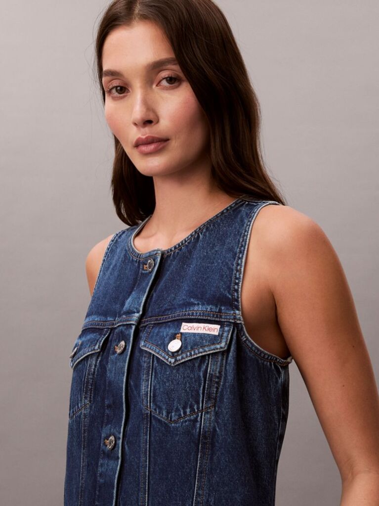 Denim Αμάνικο Denim Trucker Φόρεμα  Γυναίκα