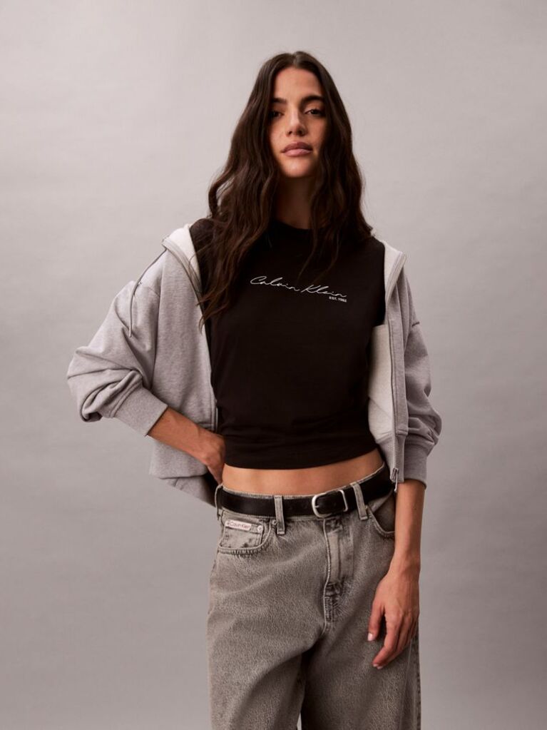 Black Relaxed Script Logo T-shirt  Women