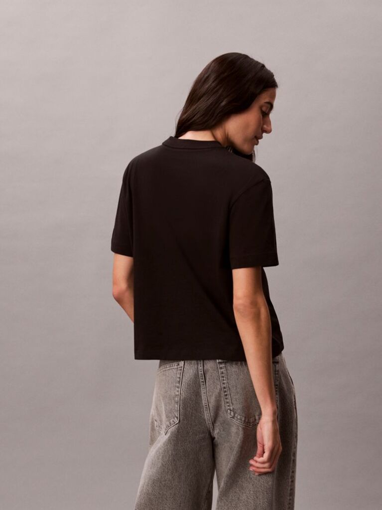 Black Relaxed Script Logo T-shirt  Women