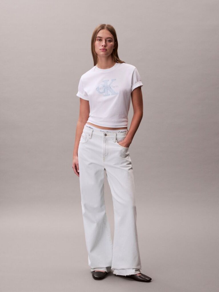 White Monogram Appliqué T-shirt  Women