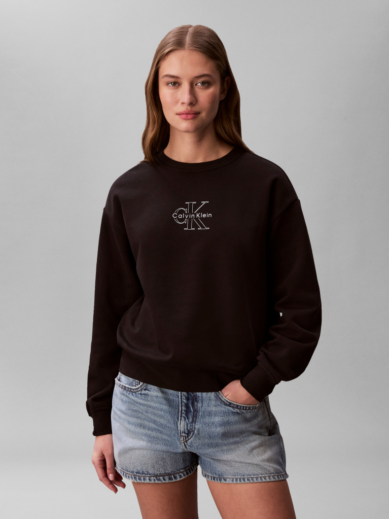 Black Metallic Monologo Sweatshirt  Women