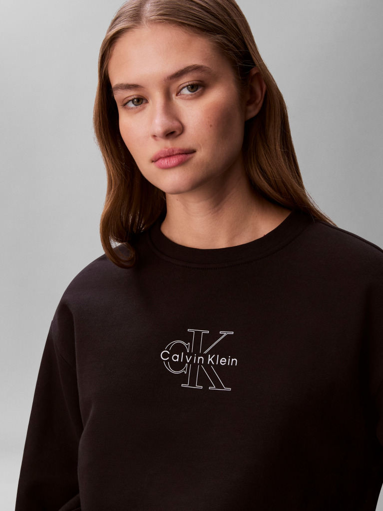 Black Metallic Monologo Sweatshirt  Women