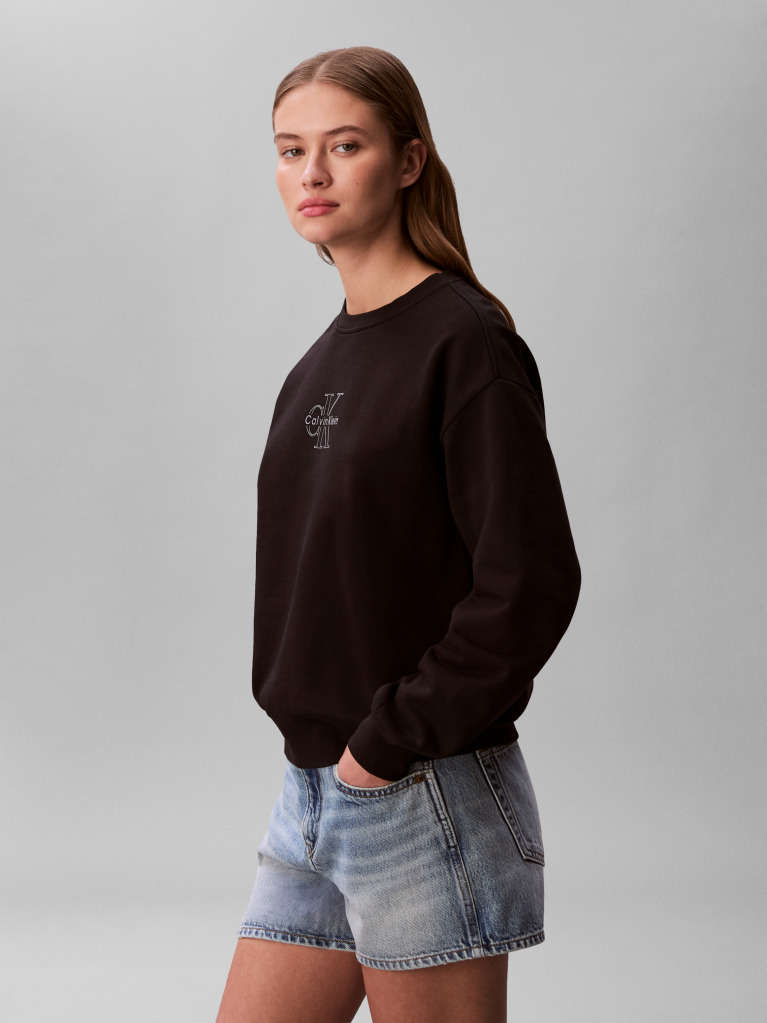 Black Metallic Monologo Sweatshirt  Women