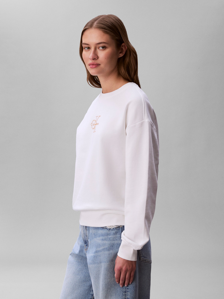 White Metallic Monologo Sweatshirt  Women
