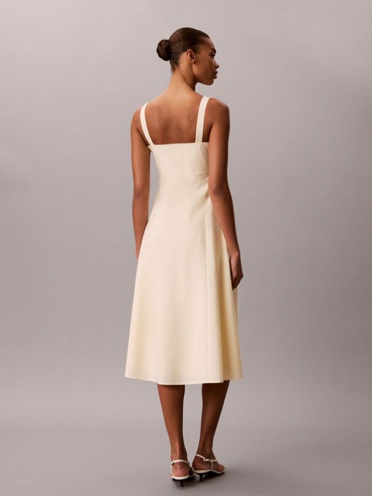 Beige Cotton Poplin Midi Dress  Women