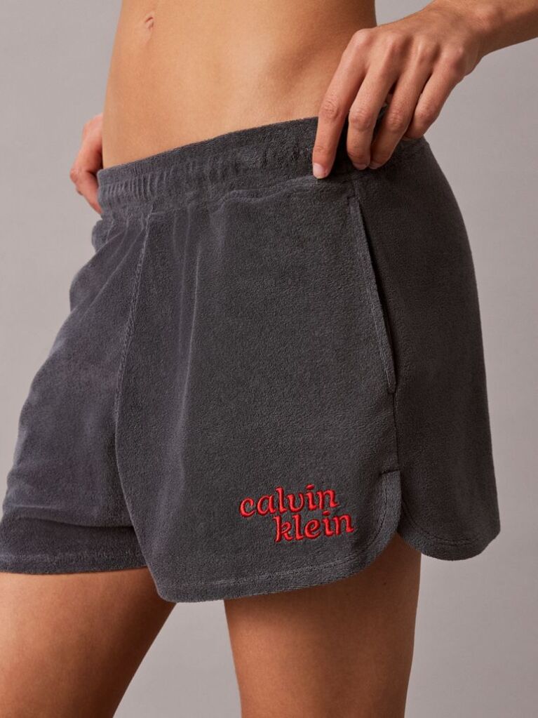 Grey Towel Terry Dolphin Shorts  Women