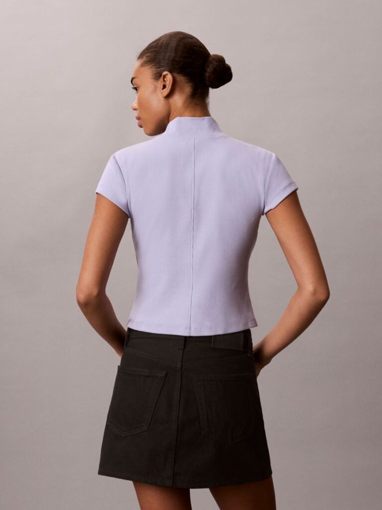 Purple Monologo Patch Rib Zip Top  Women
