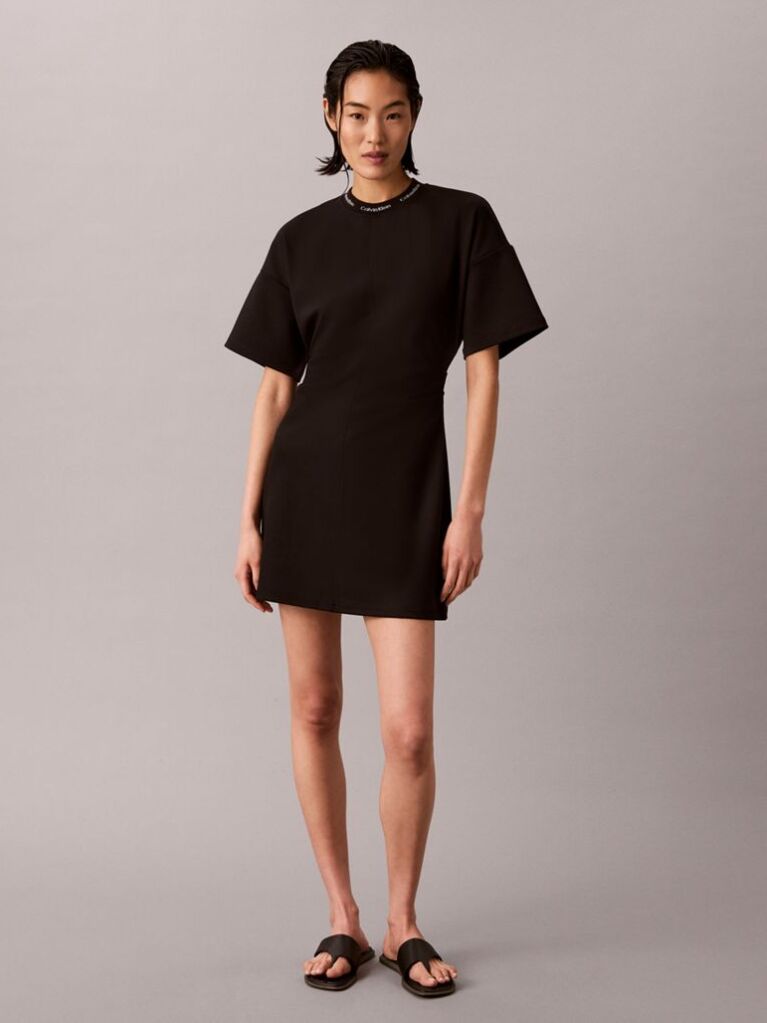Black Milano Jersey Draped T-shirt Dress  Women